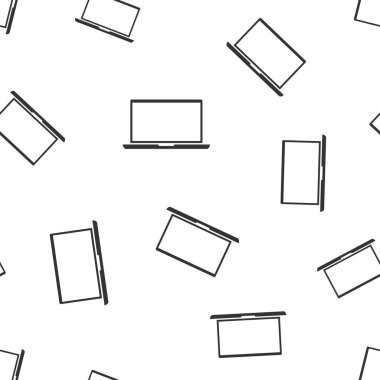 Dizüstü seamless modeli. İş kavramı defter piktogram. Ve