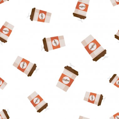 Kahve fincanı Dikişsiz desen arka plan simgesi. İş düz vecto