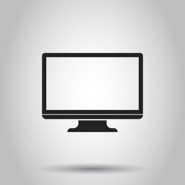 Bilgisayar monitör simgesini. Vektör illüstrasyon izole adam üzerinde