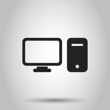 Bilgisayar, monitör simgesini. Vektör illüstrasyon izole backgrou üzerinde