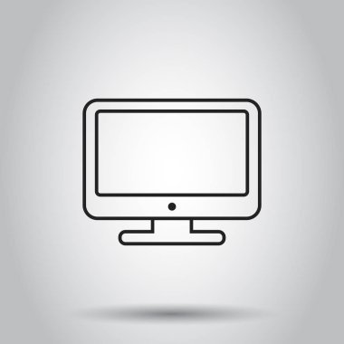 Çizgi stili bilgisayar monitör simgesini. Vektör çizim isol üzerinde
