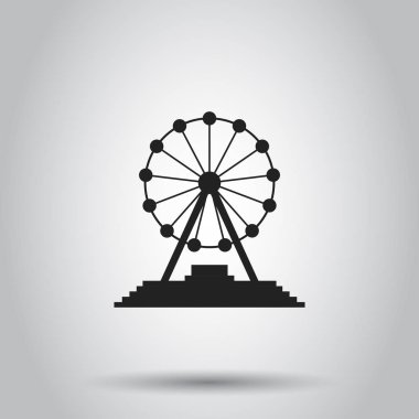 Dönme dolap atlıkarınca park simgesi. Isola üzerinde vektör çizim