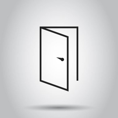 Çıkış kapısının çizgi stil ikonu. Vektör çizim üzerinde izole ba
