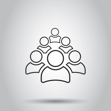 Çizgi stili simgesinde insanlar grubudur. Isola üzerinde vektör çizim