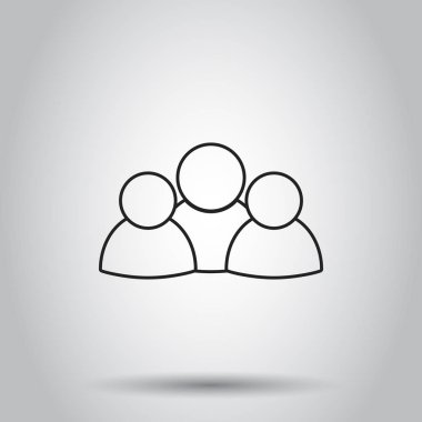 Çizgi stili simgesinde insanlar grubudur. Isola üzerinde vektör çizim