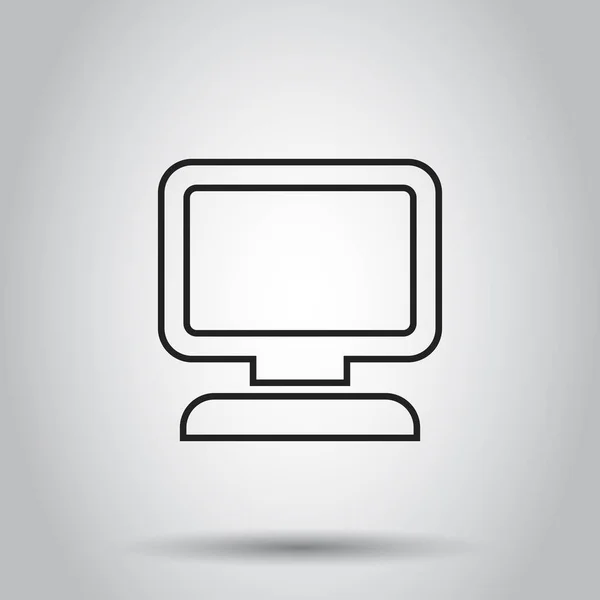Computer, Monitor im Zeilenstil-Symbol. Vektor-Illustration auf Iso — Stockvektor