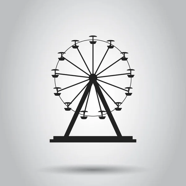Giostra della ruota panoramica nell'icona del parco. Illustrazione vettoriale sull'isola — Vettoriale Stock