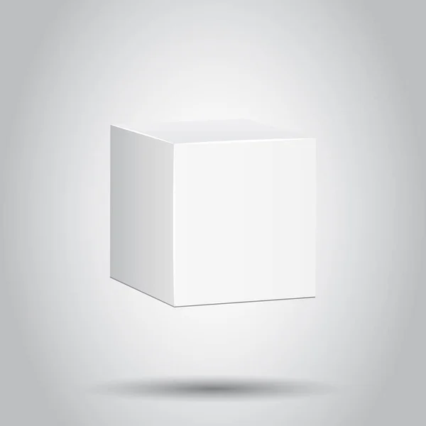 Blank white carton 3d box icon. Векторная иллюстрация на изолированной — стоковый вектор