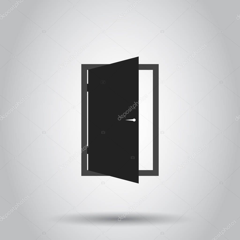 Exit door icon. Vector illustration on isolated background. Busi