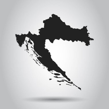 Hırvatistan vektör harita. Beyaz arka planda siyah simgesi.