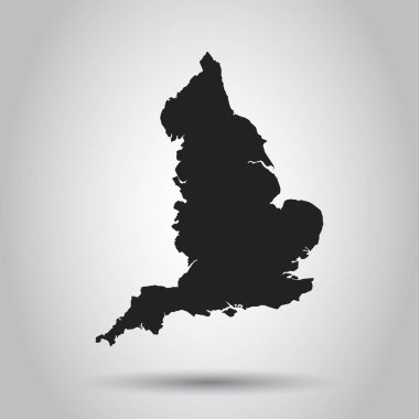 İngiltere'de vektör harita. Beyaz arka planda siyah simgesi.