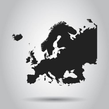 Europe Harita simgesi. Düz vektör çizim. Wi Europe işareti sembolü