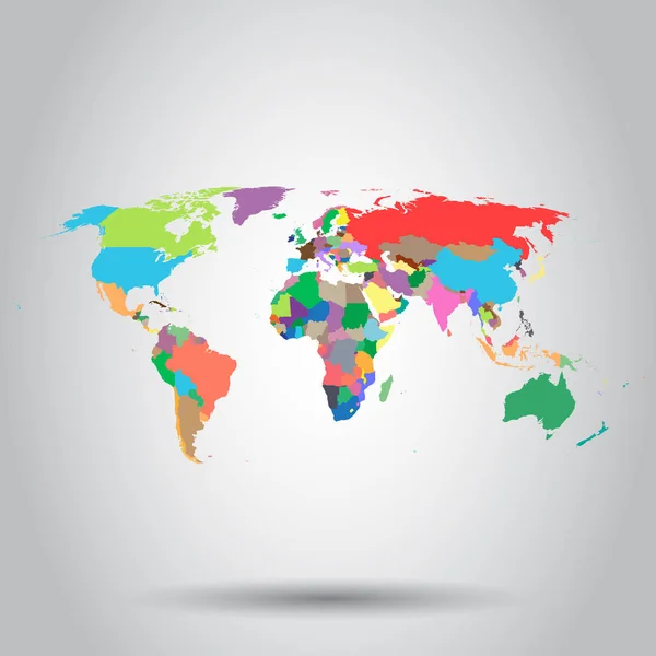 Världen färgglada politiska Kartikon. Affärs concept världen karta pi — Stock vektor