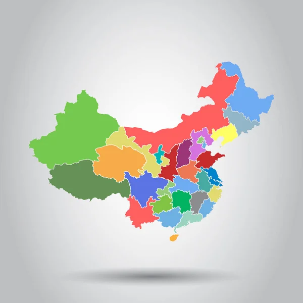 Карта Китая с провинцией. Плоский векторный рисунок на изоле — стоковый вектор