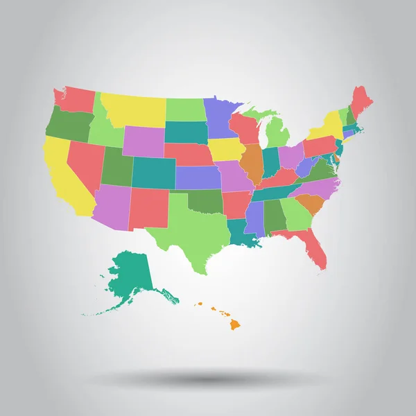 Ilustración vectorial de un mapa de alto detalle de Estados Unidos con estados federales — Archivo Imágenes Vectoriales