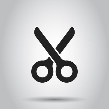 Makas düz simgesi. Makas vektör çizim.