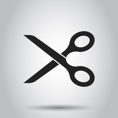 Makas düz simgesi. Makas vektör çizim.