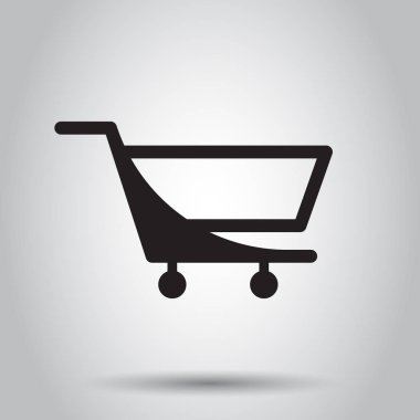 Alışveriş sepeti vektör simgesi. Düz illüstrasyon. İş kavramı s