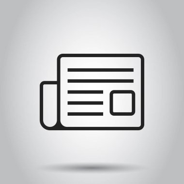 Gazete düz vektör simgesi. Haber sembolü logo illüstrasyon. Busin