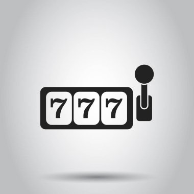 Casino slot makinesidir düz vektör simgesi. 777 ikramiye illüstrasyon p