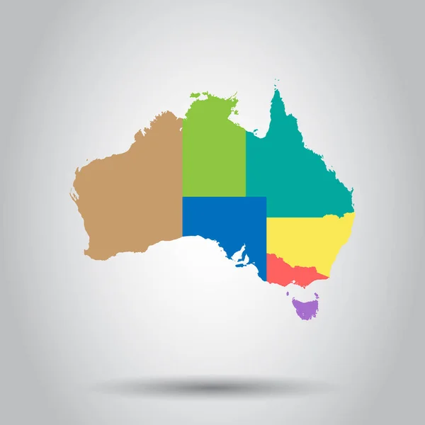 Carte couleur Australie avec icône des régions. Cartographie d'entreprise conc — Image vectorielle