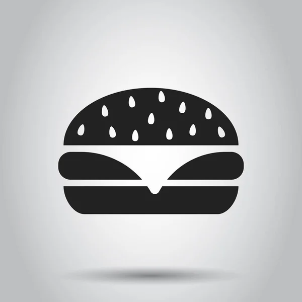 Hamburguesa de comida rápida icono de vector plano. Logo del símbolo de la hamburguesa illustr — Archivo Imágenes Vectoriales