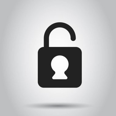 Kilit işareti vektör simgesi. Asma kilit soyunma illüstrasyon. İş con
