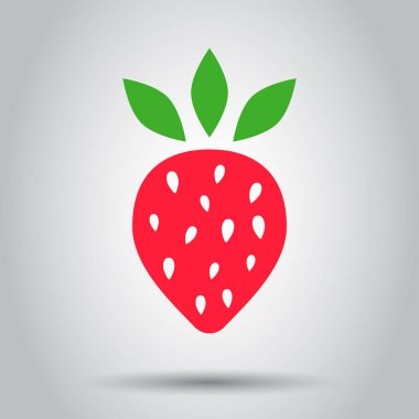 Çilek meyve işareti vektör simgesi. Olgun berry illüstrasyon. Busi