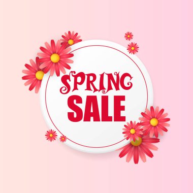 Afiş tasarım şablonu bahar Satılık çiçek dekorasyonu ile. R