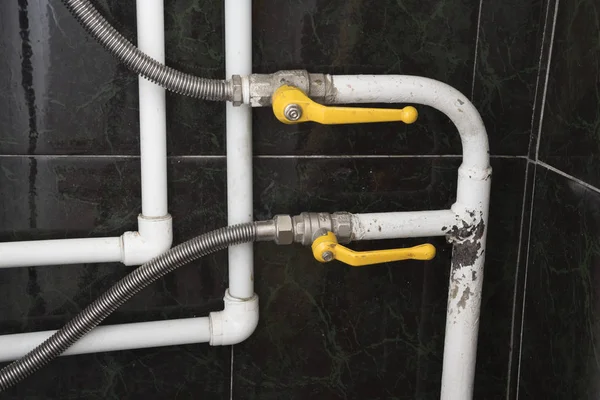 Pipe gas tube system. Pannans house värmare bakgrund. — Stockfoto