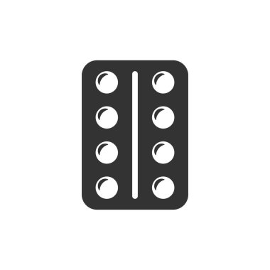 Düz stil hap vektör simgesi. Tablet çizim üzerinde beyaz ISO