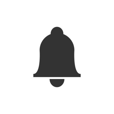 Düz stil Bell vektör simgesi. Alarm zili resimde beyaz
