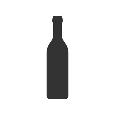 Şarap şişesi simgesini düz stil. Alkol şişe illüstrasyon w üzerinde