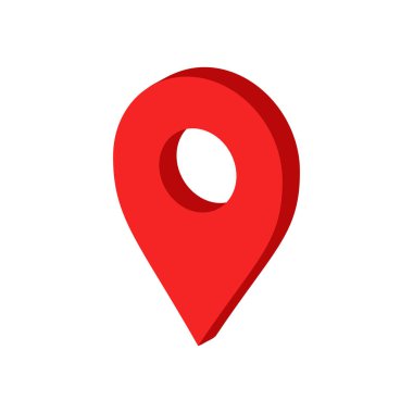 düz stil 3D harita işaretçi. GPS navigasyon işareti illüstrasyon o