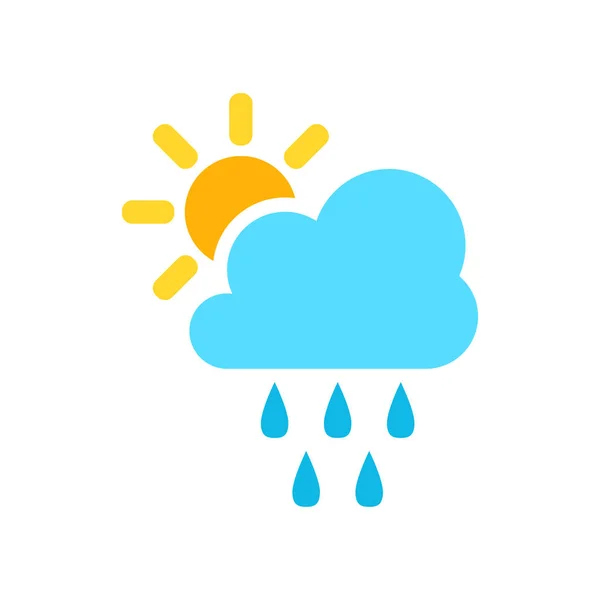 Πρόγνωση καιρού εικονίδιο στην επίπεδη στυλ. Ήλιος με τα σύννεφα illustratio — Διανυσματικό Αρχείο