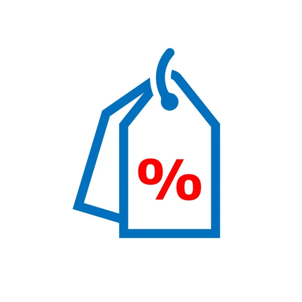 Ícone de tag por cento de desconto em estilo plano. Preço venda ilustração —  Vetores de Stock