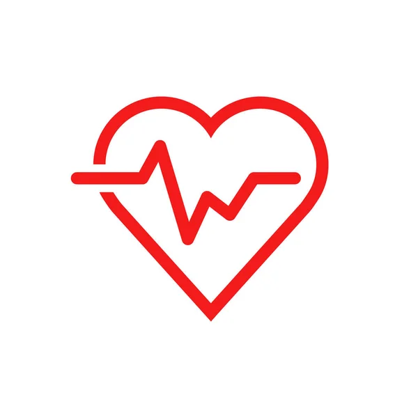 Heartbeat lijn met hart pictogram in vlakke stijl. Heartbeat illustra — Stockvector