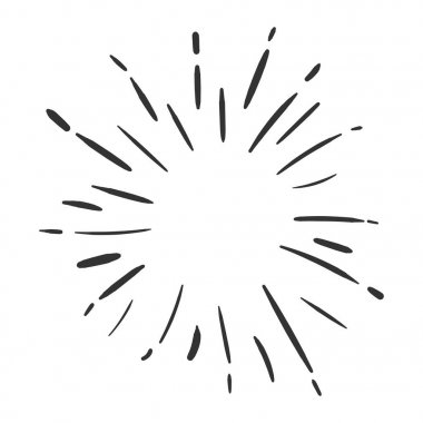 Vintage sunburst vektör simgesi. Güneş patlaması doodle illustrati kroki