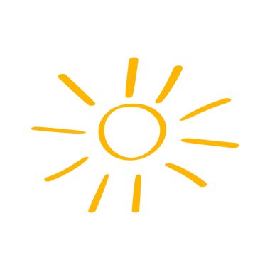 El çekilmiş güneş vektör simgesi. Güneş doodle illüstrasyon kroki. El