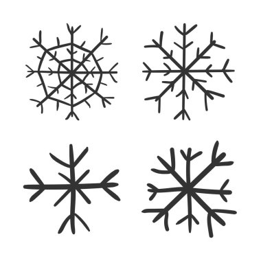 El kar tanesi vektör simge çekilmiş. Snow flake kroki doodle illus