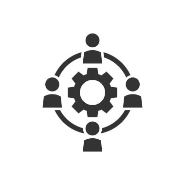 Dış kaynak iş işbirliği vektör simgesi düz stil. PE