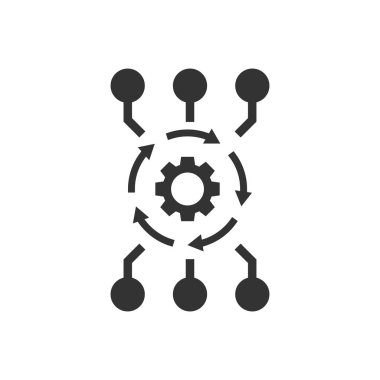 Algoritma API yazılım vektör simgesi düz stil. İş dişli 