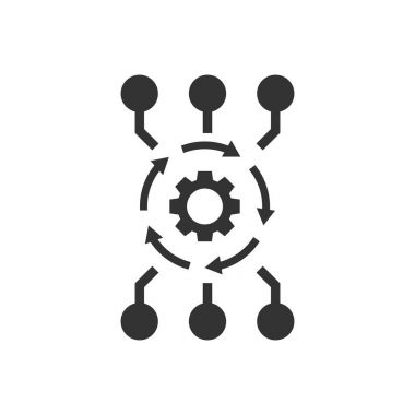 Algorithm api software vector icon in flat style. Business gear with arrow illustration on white isolated background. Algorithm concept. clipart svg vector 