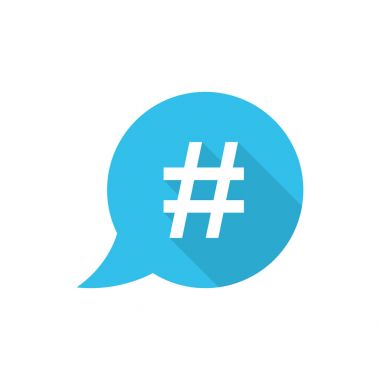 Düz stil hashtag vektör simgesi. Sosyal medya pazarlama illust