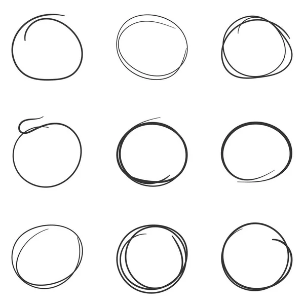 Set of the hand drawn scribble circles line sketch. Vector circu — Stock Vector