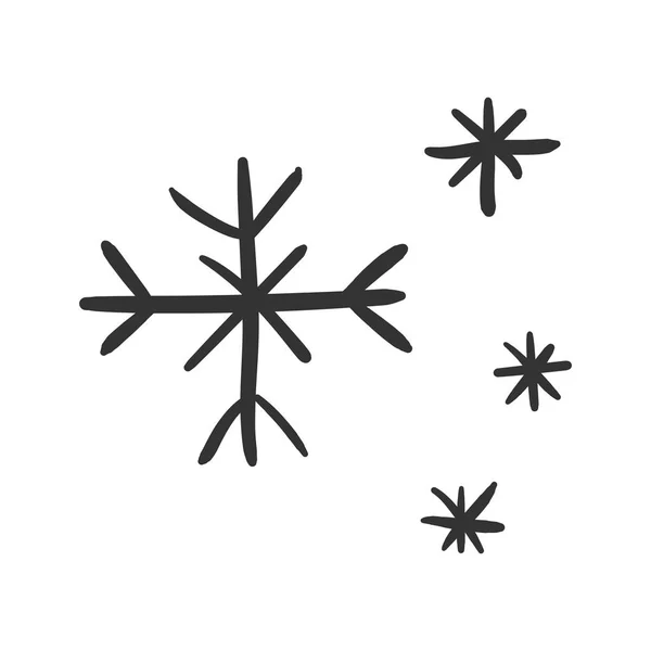 Kézzel rajzolt hópehely vektor ikonra. Snow flake vázlatot doodle Ilus — Stock Vector