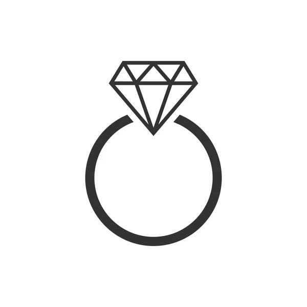 Engagement ring with diamond vector icon in flat style. Wedding — Stock Vector