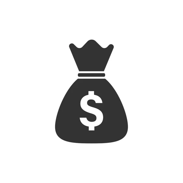 Geld tas vector pictogram in vlakke stijl. Moneybag met dollar teken ik — Stockvector