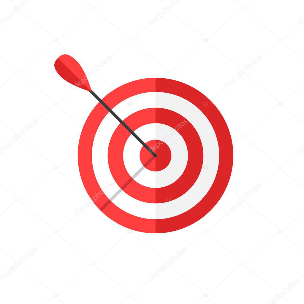 Target aim vector icon in flat style. Darts game illustration on