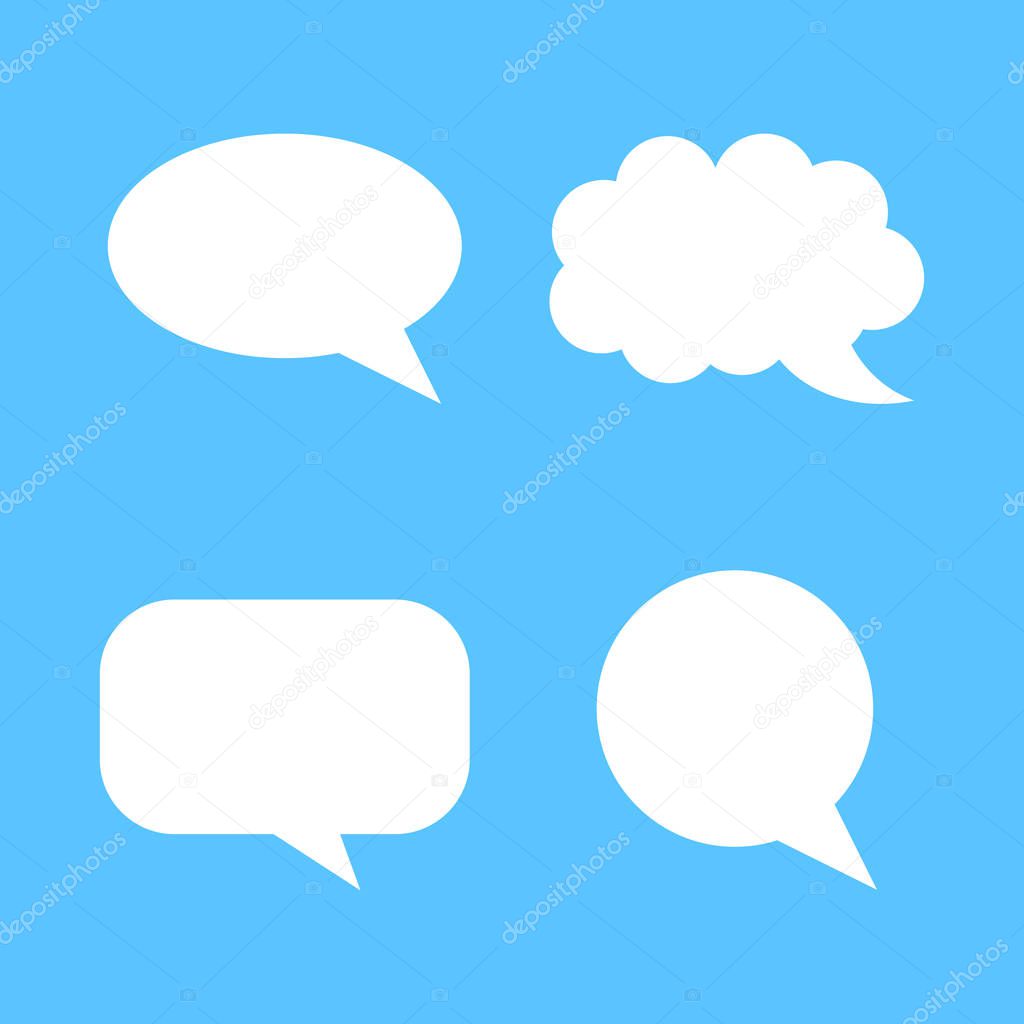 Blank empty speech bubble vector icon in flat style. Dialogue bo